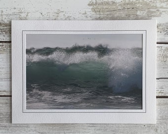 Aqua Ocean Wave Card, Ocean Wave Photo Card, Photography Card