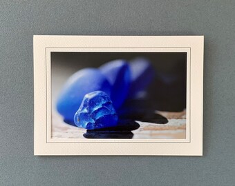 Photography Note Card, Sea Glass Art Card, Sea Glass Photo Greeting, Handmade Note Card, Frameable Photo Card, Mermaid Glass Blank Card