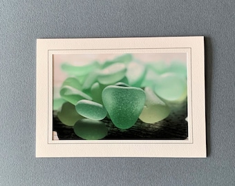 Heart Sea Glass Card, Blank Photo Greeting Card, Heart Note Card, Photograph Stationary Note Card, Frameable Card, Sea Glass Heart Vintage