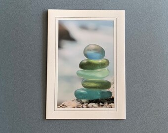 Sea Glass Card, Photograph Greeting Card, Handmade Blank Card, Photo Note Card, Photography Art, Frameable Art, Sea Glass Beach Vintage Card