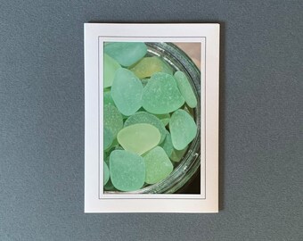 Sea Glass Card, Photo Greeting Card, Handmade Card, Photography Frameable Art, Stationary Card, Sea Glass Art, Sea Glass Vintage Greeting