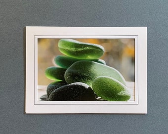 Sea Glass Card, Photo Blank Greeting Card, Handmade Card, Photography Stationary Note Card, Frameable Card, Sea Glass Beach Vintage Card