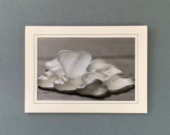 Sea Glass Heart, Heart Photo Note Card, Sea Glass Blank Greeting Card, Sea Glass Photograph, Sea Glass Art, White Sea Glass Heart Card