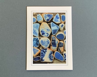 Sea Glass Card, Photo Greeting Blank Card, Handmade Card, Photograph Stationary Note Card, Frameable Photo, Sea Glass Beach Vintage Card