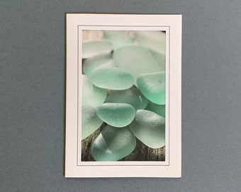 Sea Glass Card, Blank Photo Greeting Card, Handmade Note Card, Photography Art, Frameable Art, Photograph Card, Sea Glass Photo Vintage Card