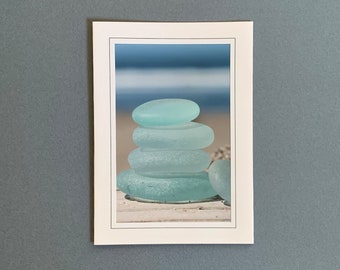 Sea Glass Card, Blank Photo Greeting Card, Handmade Card, Photograph Stationary Note Card, Frameable Card, Sea Glass Beach Vintage Card