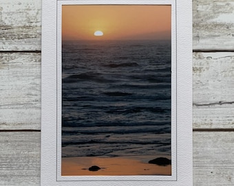 Oregon Ocean Sunset Photo Card, Handmade Greeting Card