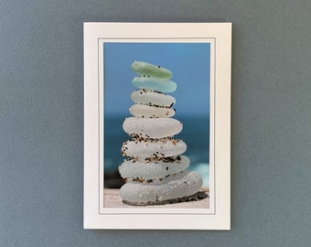 Sea Glass Photography, Sea Glass Card, Sea Glass Photo Blank Card, Photography Card, Nature Photography, Handmade Greeting, Beach Photograph