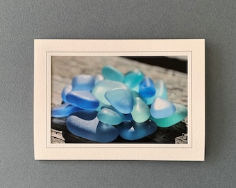 Sea Glass Card, Sea Glass Photograph, Photography Note Card, Frameable Photo Card, Sea Glass Greeting, Handmade Blank Card, Vintage Glass