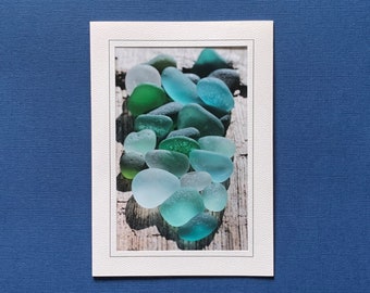 Sea Glass Card, Sea Glass Note Card, Handmade Photograph Frameable Note Card, Sea Glass Blank Card, Beach Glass Greeting