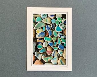 Sea Glass Card, Photograph Blank Card, Handmade Note Card, Photography Art, Frameable Art, Photo Greeting Card, Sea Glass Beach Vintage Card