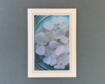 Sea Glass Photo Card, Sea Glass Note Card, Photography Card, Frameable Note Card, Beach Glass Card, Handmade Greeting Blank Card, Beach Card