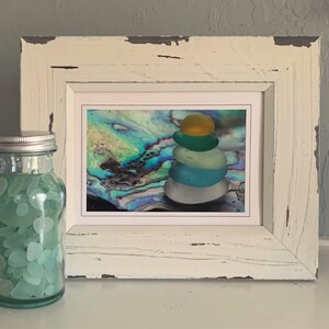 Sea Glass Photography, Sea Glass Note Card, Photography Note Card, Frameable Card, Vintage Blue Glass Card, Sea Glass and Sea Shell Card image 5