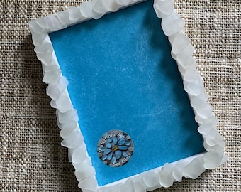 6x8" Sea Glass Frame, Sea Glass Picture Frame, Genuine White Sea Glass Frame 6x8