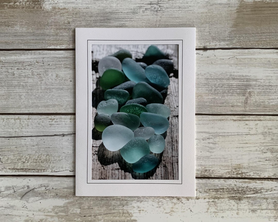 Sea Glass Card, Sea Glass Note Card, Handmade Photograph Frameable Note ...