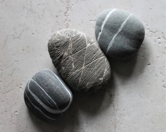 Large Beach Stones, Zen Stones, Wishing Rocks, Meditation Stone, Smooth Beach Stones, Stripe Beach Stones, Round Rocks