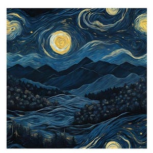 Smoky Mountain Sternennacht – Malerische druckbare Wandkunst – digitaler Download für Haus & Hütte Dekor (PDF)
