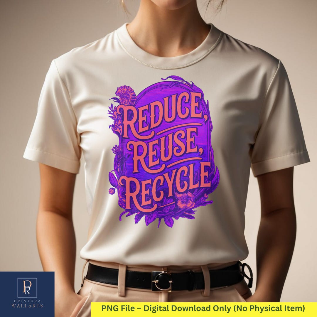 Vintage Floral Reduce Reuse Recycle Shirt PNG - Purple Earth Day Design ...