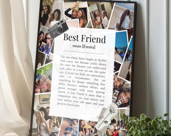 Modelo de colagem de fotos do Canva para melhor amiga, presente de amizade personalizado, presente de aniversário personalizado para melhor amiga, arte de parede digital editável