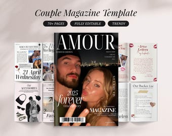 Valentine's Day Couple's Magazine Template: Romantic Scrapbook (Canva Digital Download)