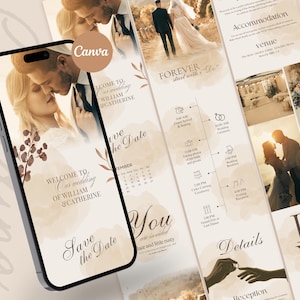 Wedding Invitation website template | Online Wedding Invitation Website | Customizable RSVP Website Design for Couples