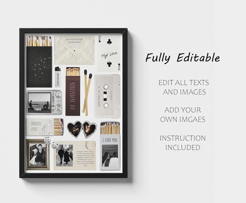 Blank Matchbook Art Template Editable in Canva – Personalized Printable Keepsake Poster