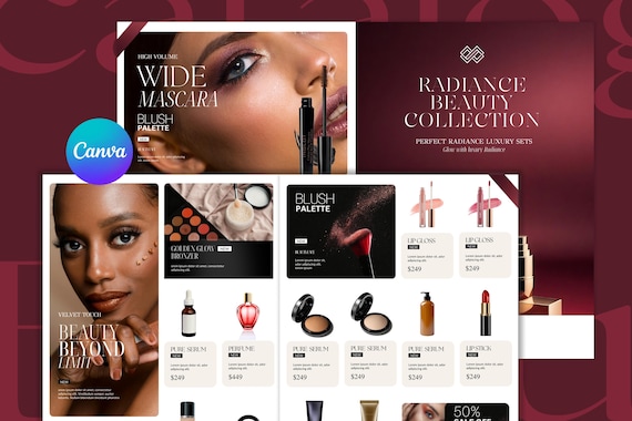 Cosmetic Product Catalog Template: Boutique Wholesale Line Sheet (Editable Canva Template)