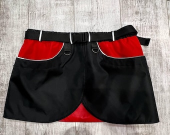 Red & Black Dog Training Apron: Oxford Fabric Treat Pockets