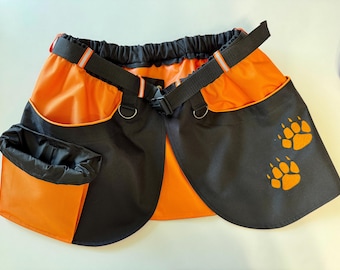 Dog Training Skirt: Oxford Fabric Apron with Pockets & Paw Print Embroidery