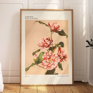 Camellias flower print, Botanical print, Japanese wall art, art print, Printable wall art, Flower poster, Botanical art, Japanese print