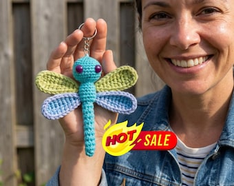 Crochet Dragonfly Keychain Pattern – Amigurumi Bag Charm (PDF)