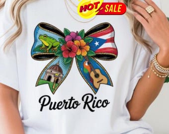 Puerto Rico Shirt, Tropical Bow PNG Clipart, Digital Download