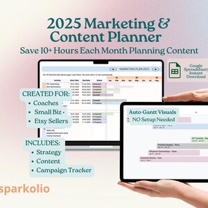 2025 Marketing Planner for Small Business | Social Media Content Calendar | Google Sheets Template