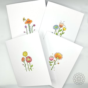 Colorful Wildflower Note Cards with Envelopes - Original Colored Pencil Artwork