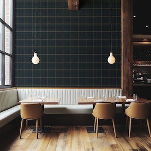 Teal Tattersall Plaid Wallpaper | Equestrian Farmhouse Decor | Removable, Peel and Stick