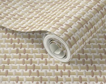 Faux Grasscloth Wallpaper Warm Beige | Neutral Woven Texture | Removable Peel & Stick