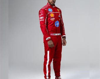 Macacão de corrida de Fórmula 1 da Scuderia Ferrari HP de Lewis Hamilton, 2026, feito à mão.