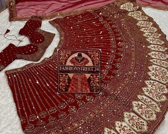 Indian Red Silk Lehenga Choli Set for Wedding, South Asian Outfits for Guest, Bridesmaids Dresses, Party wear Lehenga Choli,Women Dresses