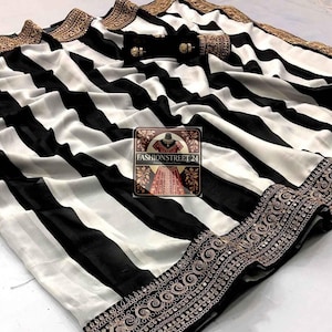 Black Bollywood Printed Saree for Women Party wear Sarees for engagement function, Designer Saree for Wedding Function USA, Ship to USA UK