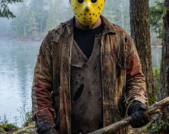 Jason Voorhees Kostümset mit Maske, Freddy vs. Jason Cosplay für Kinder und Erwachsene