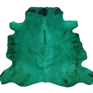 Emerald Green Cowhide Rug: Soft Dyed Hair-on Hide (58x51 inch)