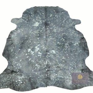 Acid Washed Gray Silver Cowhide Leather Metallic Cowhide Grey