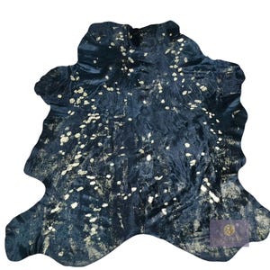 Metallic Black & Gold Cowhide Rug - Acid Wash, Small (52x42 inch)