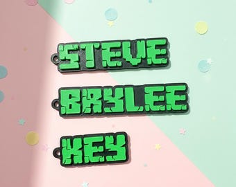 Personalized Pixel Block Keychain for Gamers: Personalized 3D Printed Bag Charm