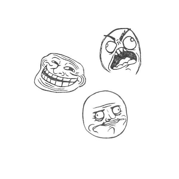 Rage Face Collection - Classic Rage, Troll Face and Me Gusta Hand Carved Stamps