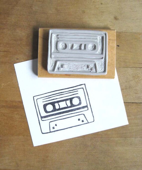 Cassette Tape Hand Carved Stamp Etsy