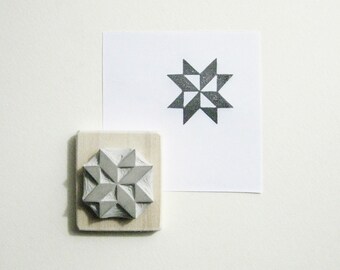 Quilt Block 02 Hand-Carved Rubber Stamp