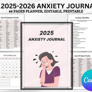 2025 Anxiety Journal | Daily Prompts, Stress Relief Techniques, and Mindfulness Exercises | Digital & Printable Mental Wellness Tool