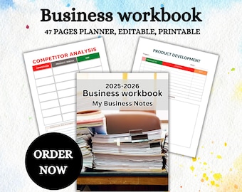 2025-2026 Business Workbook - Digital Planning Guide for Entrepreneurs, Goal Setting, Strategies & Growth | Printable PDF Tool