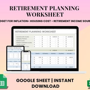 Retirement Planning Worksheet: Financial Savings Tracker (Printable Planner)